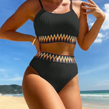 Elara | Bikini z wysokim stanem i wzorem chevron – elegancki 2-częściowy strój kąpielowy