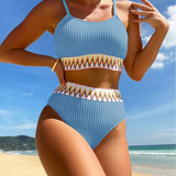 Elara | Bikini z wysokim stanem i wzorem chevron – elegancki 2-częściowy strój kąpielowy