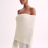 Klaudia | Sukienka maxi bouclé z dekoltem off-shoulder