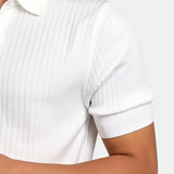 Patryk | Polo męskie z ribbingu – Slim Fit z otwartym kołnierzem