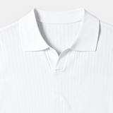 Patryk | Polo męskie z ribbingu – Slim Fit z otwartym kołnierzem