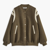 Adrielle | Retro kurtka varsity oversize z kontrastowymi rękawami i ściągaczami