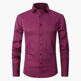 Męska koszula biznesowa Slim Fit – Elegancka koszula z długim rękawem, odporna na zagniecenia, idealna do biura i na co dzień