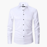 Męska koszula biznesowa Slim Fit – Elegancka koszula z długim rękawem, odporna na zagniecenia, idealna do biura i na co dzień