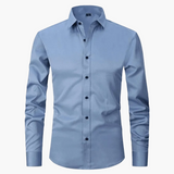 Męska koszula biznesowa Slim Fit – Elegancka koszula z długim rękawem, odporna na zagniecenia, idealna do biura i na co dzień