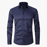 Męska koszula biznesowa Slim Fit – Elegancka koszula z długim rękawem, odporna na zagniecenia, idealna do biura i na co dzień
