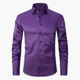 Męska koszula biznesowa Slim Fit – Elegancka koszula z długim rękawem, odporna na zagniecenia, idealna do biura i na co dzień