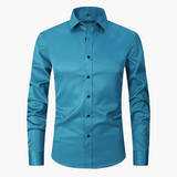 Męska koszula biznesowa Slim Fit – Elegancka koszula z długim rękawem, odporna na zagniecenia, idealna do biura i na co dzień