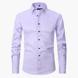 Męska koszula biznesowa Slim Fit – Elegancka koszula z długim rękawem, odporna na zagniecenia, idealna do biura i na co dzień