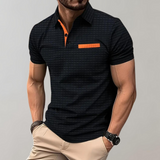 Adrian | Poloshirt męski z wafelowym splotem – nowoczesny i kontrastowy