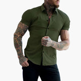 Michał | Męska koszula slim fit z krótkim rękawem – nowoczesny t-shirt na czas wolny i do biura