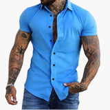 Michał | Męska koszula slim fit z krótkim rękawem – nowoczesny t-shirt na czas wolny i do biura