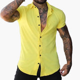 Michał | Męska koszula slim fit z krótkim rękawem – nowoczesny t-shirt na czas wolny i do biura