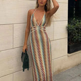 Lioria | Sukienka maxi boho z retro wzorem