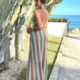 Lioria | Sukienka maxi boho z retro wzorem