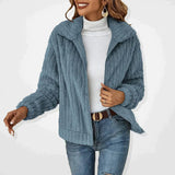 Dobrawa | Puszysty kardigan oversize z zamkiem i szerokim kołnierzem