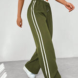 Beata | Spodnie Wide-Leg z Bocznymi Paskami