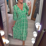 Elyssara | Sukienka maxi boho z dekoltem V i etnicznym wzorem