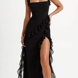 Elavira | Elegancka Sukienka Maxi z Falbankami