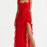 Elavira | Elegancka Sukienka Maxi z Falbankami